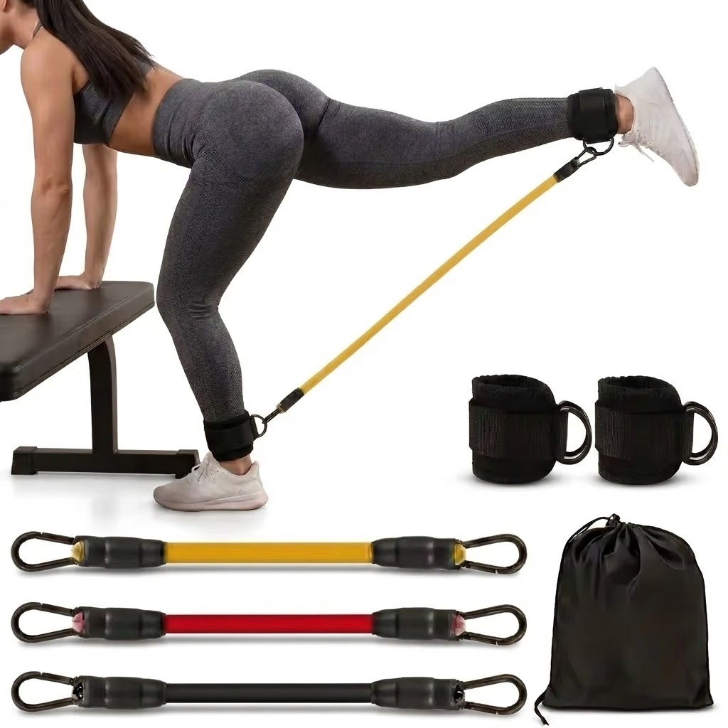 Resistance Bands Set With Handles - 5피스 발목 저항 밴드 세트 근력
