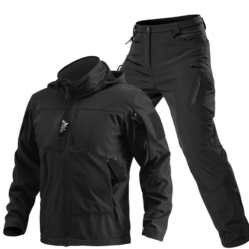 남성용 야외 전술 소프트쉘 슈트 후드 풀 지퍼 재킷 카 - Hiking 리뷰 및 가격
