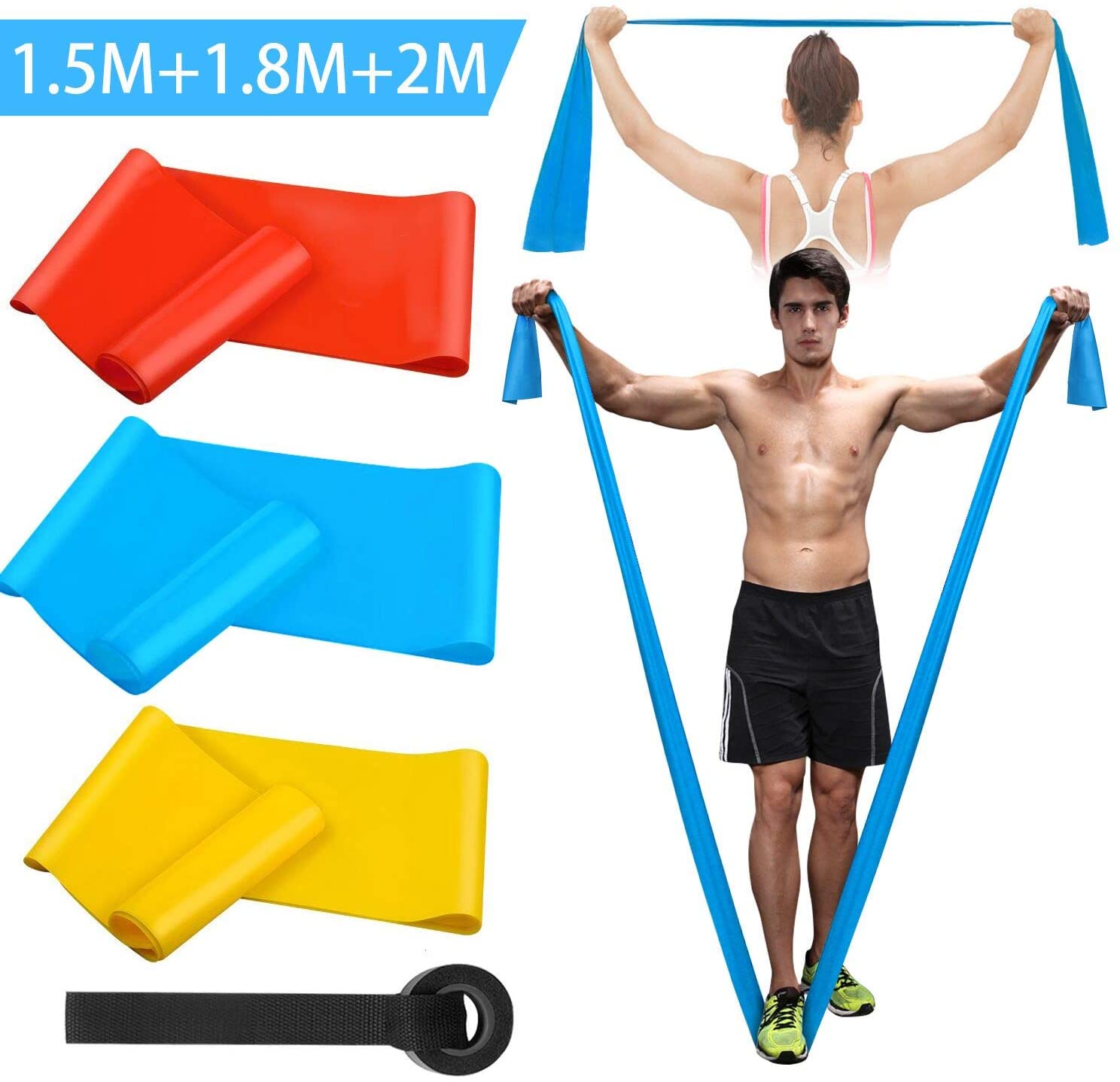 탄성 피트니스 밴드 3Pcs 저항 밴드 탄성 피트니스  - Pilates Bar Kit With Resistance Bands 리뷰 및 가격
