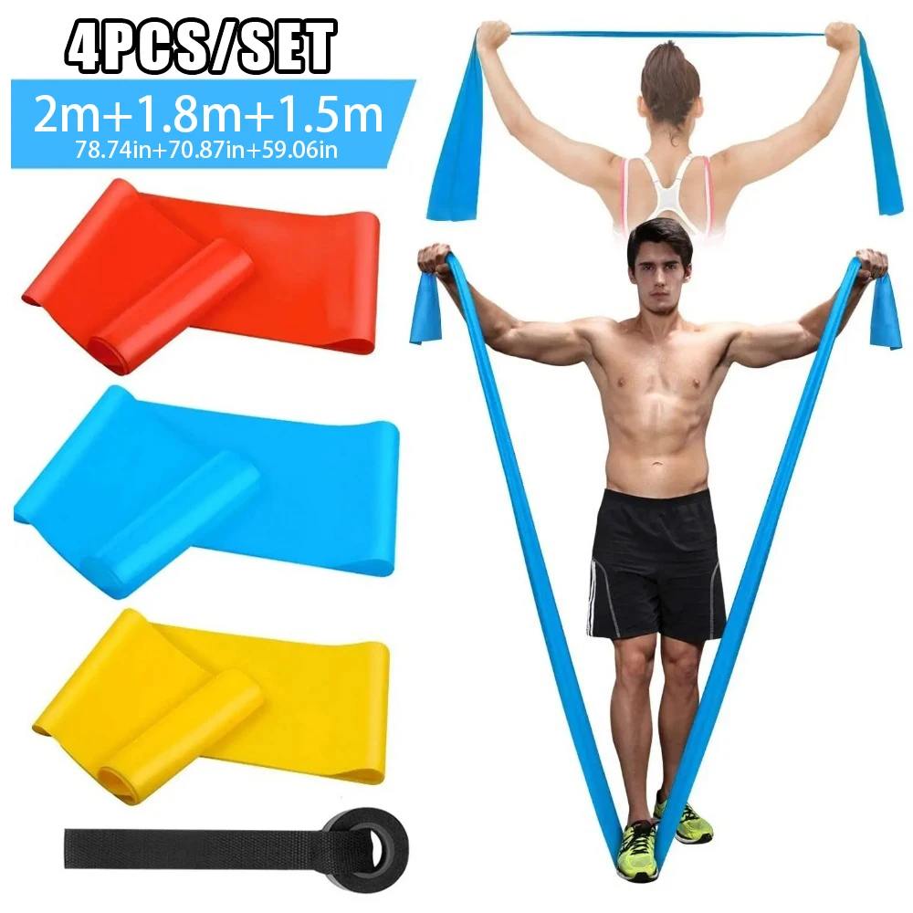 4 개/대 탄성 피트니스 밴드 저항 밴드 테이프 요가  - Pilates Bar Kit With Resistance Bands 리뷰 및 가격